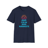 Printify T-Shirt Navy / S Keep Calm and Namaste T-Shirt Keep Calm and Namaste T-Shirt 29174104054247876596
