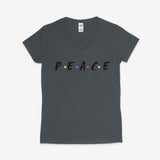 Printify V-neck S / Charcoal P.E.A.C.E V-Neck P.E.A.C.E V-Neck 14668923022343765946