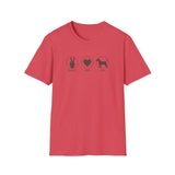 Printify T-Shirt Heather Red / S Peace Love Dog T-Shirt Peace Love Dog T-Shirt 31737471350101986151