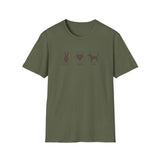 Printify T-Shirt Military Green / S Peace Love Dog T-Shirt Peace Love Dog T-Shirt 69192516889078021736