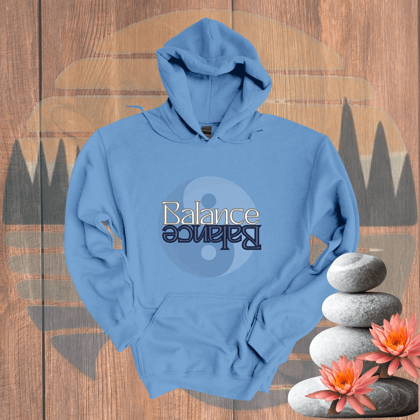 Printify Hoodie Carolina Blue / S Balance Yin Yang Hooded Sweatshirt Balance Yin Yang Hooded Sweatshirt 23763403422561976428