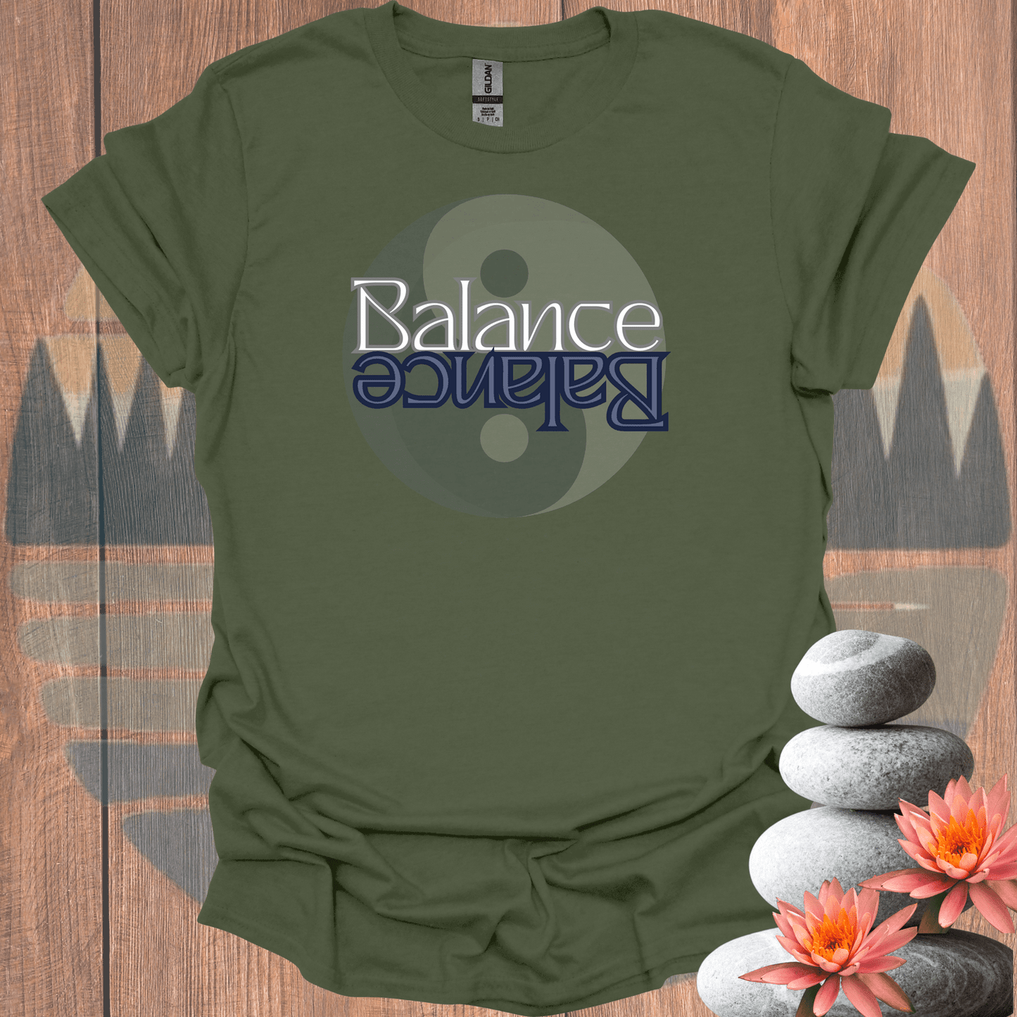 Printify T-Shirt Military Green / S Balance Yin Yang T-Shirt Balance Yin Yang T-Shirt 41522682605926571633