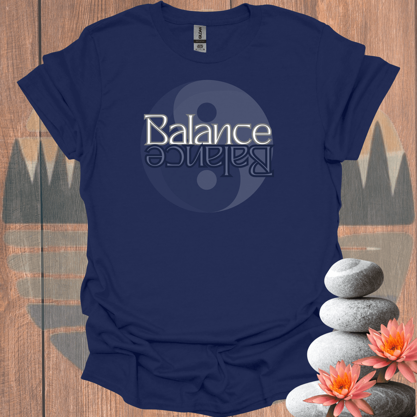 Printify T-Shirt Navy / S Balance Yin Yang T-Shirt Balance Yin Yang T-Shirt 25515070443405035324