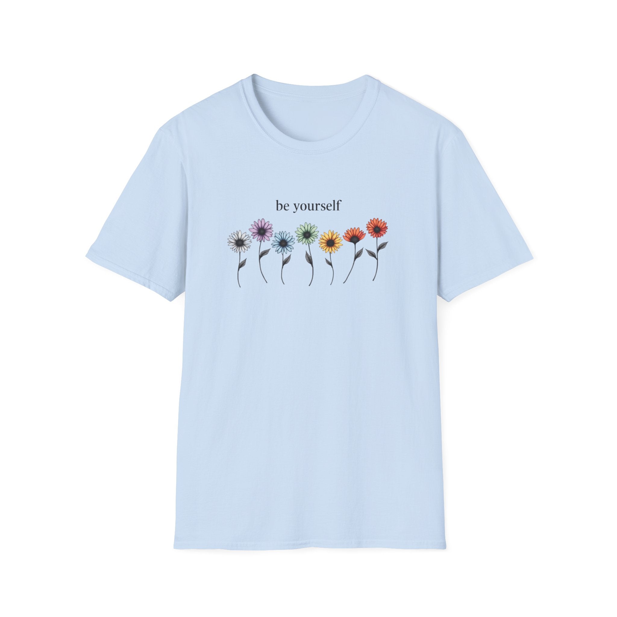 Printify T-Shirt Light Blue / S Be Yourself Daisies T-Shirt Be Yourself Daisies T-Shirt 14339628259504971394