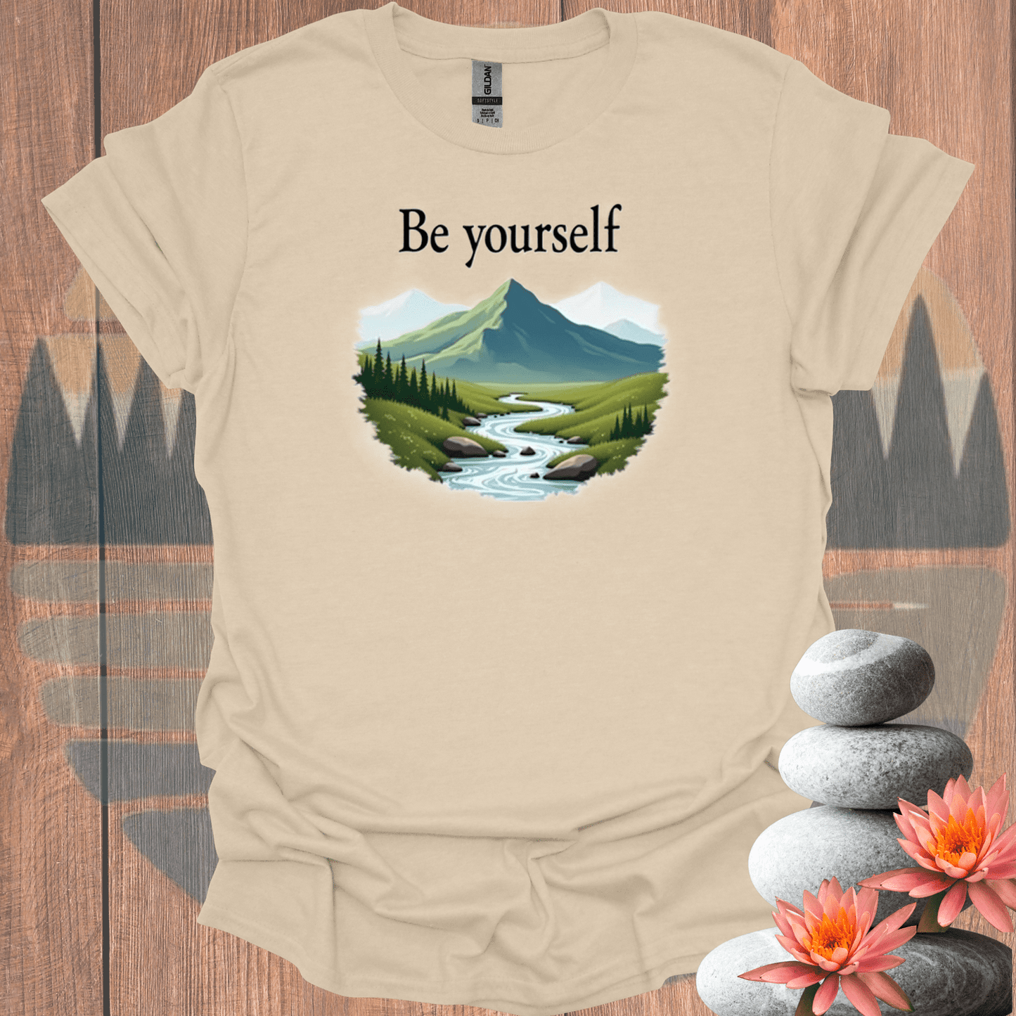 Printify T-Shirt Sand / S Be Yourself LandscapeT-Shirt Be Yourself LandscapeT-Shirt 21705363442539389334