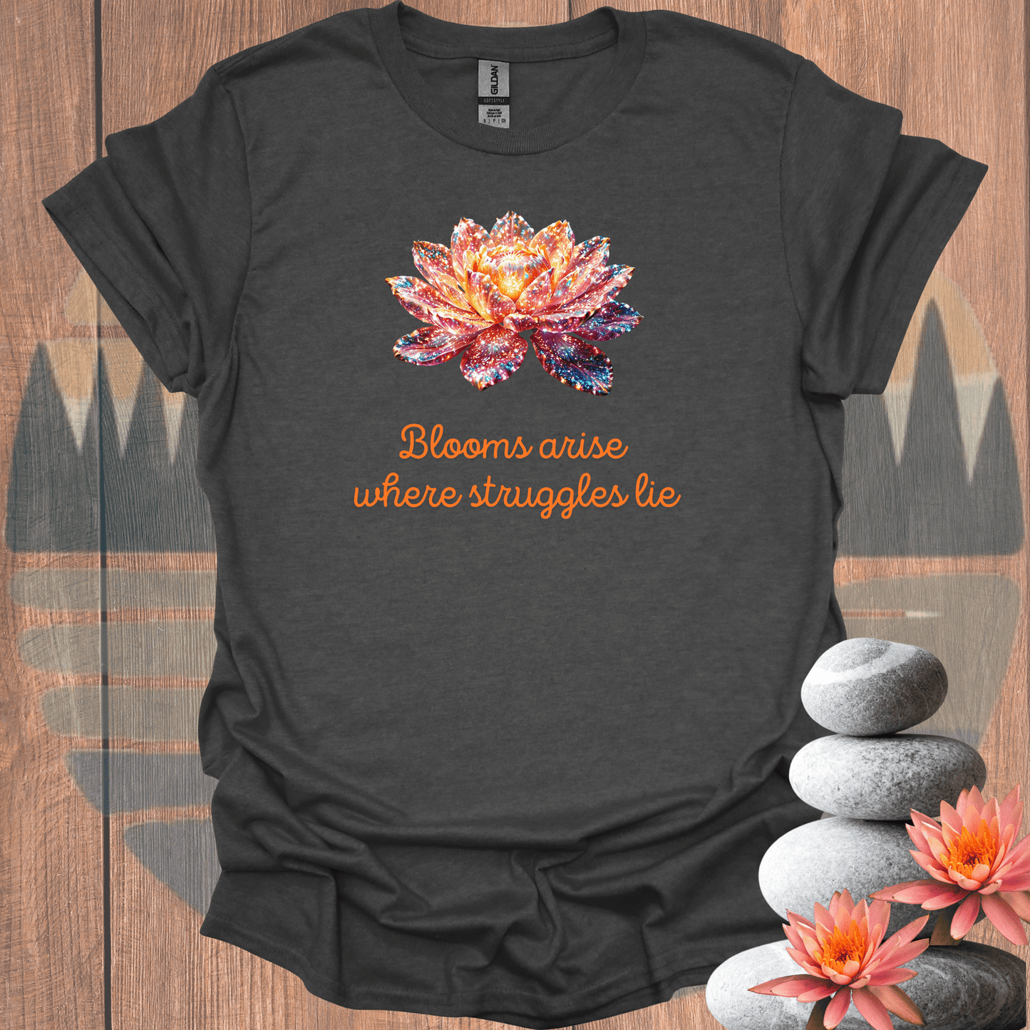 Printify T-Shirt Dark Heather / S Blooms Arise T-Shirt Blooms Arise T-Shirt 26727326979935524306