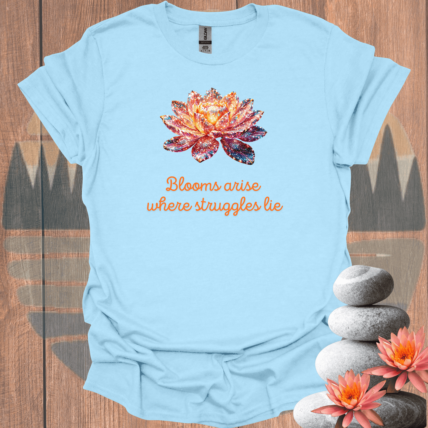 Printify T-Shirt Light Blue / S Blooms Arise T-Shirt Blooms Arise T-Shirt 78151554748179150777