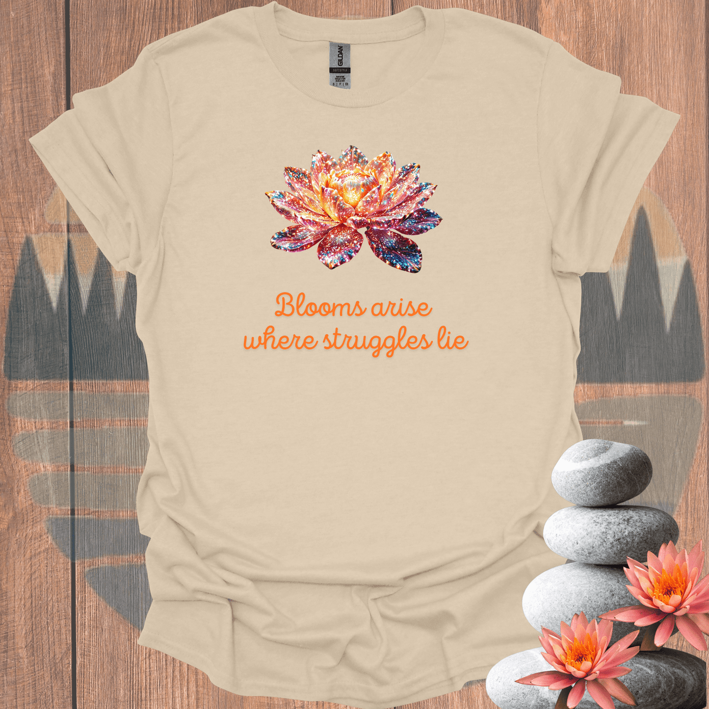 Printify T-Shirt Sand / S Blooms Arise T-Shirt Blooms Arise T-Shirt 21316344125196084930