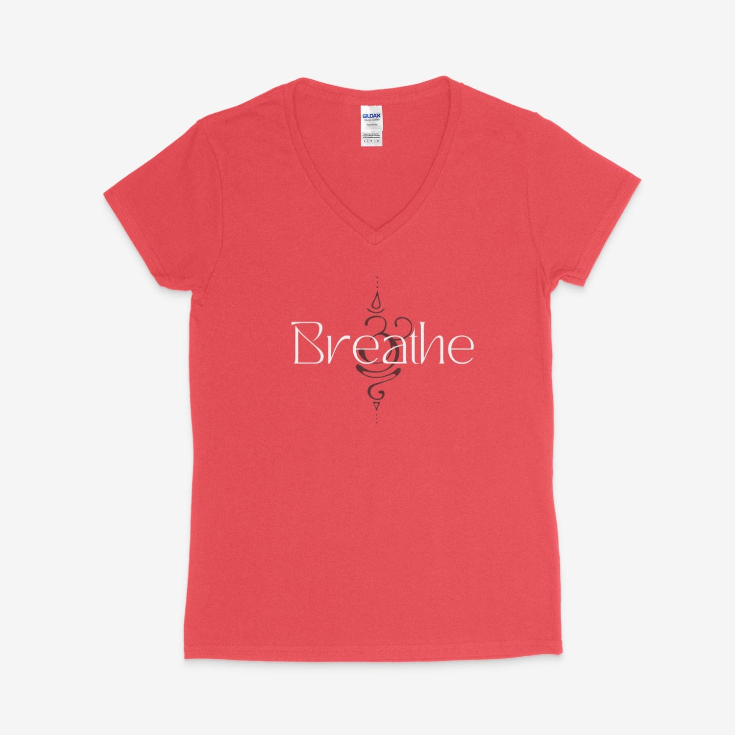 Printify V-neck S / Coral Silk Breathe Background Symbol V-Neck Breathe Background Symbol V-Neck 13444632108365678309