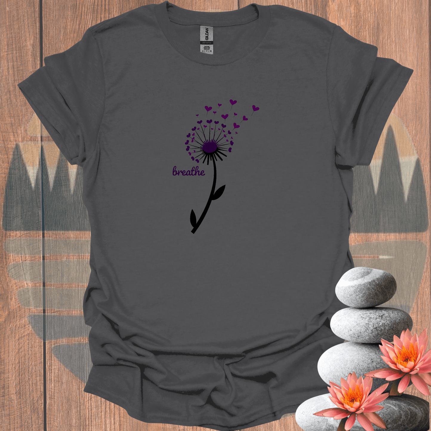 Printify T-Shirt Charcoal / S Breathe Blowing Petals T-Shirt Breathe Blowing Petals T-Shirt 36495159703860942177