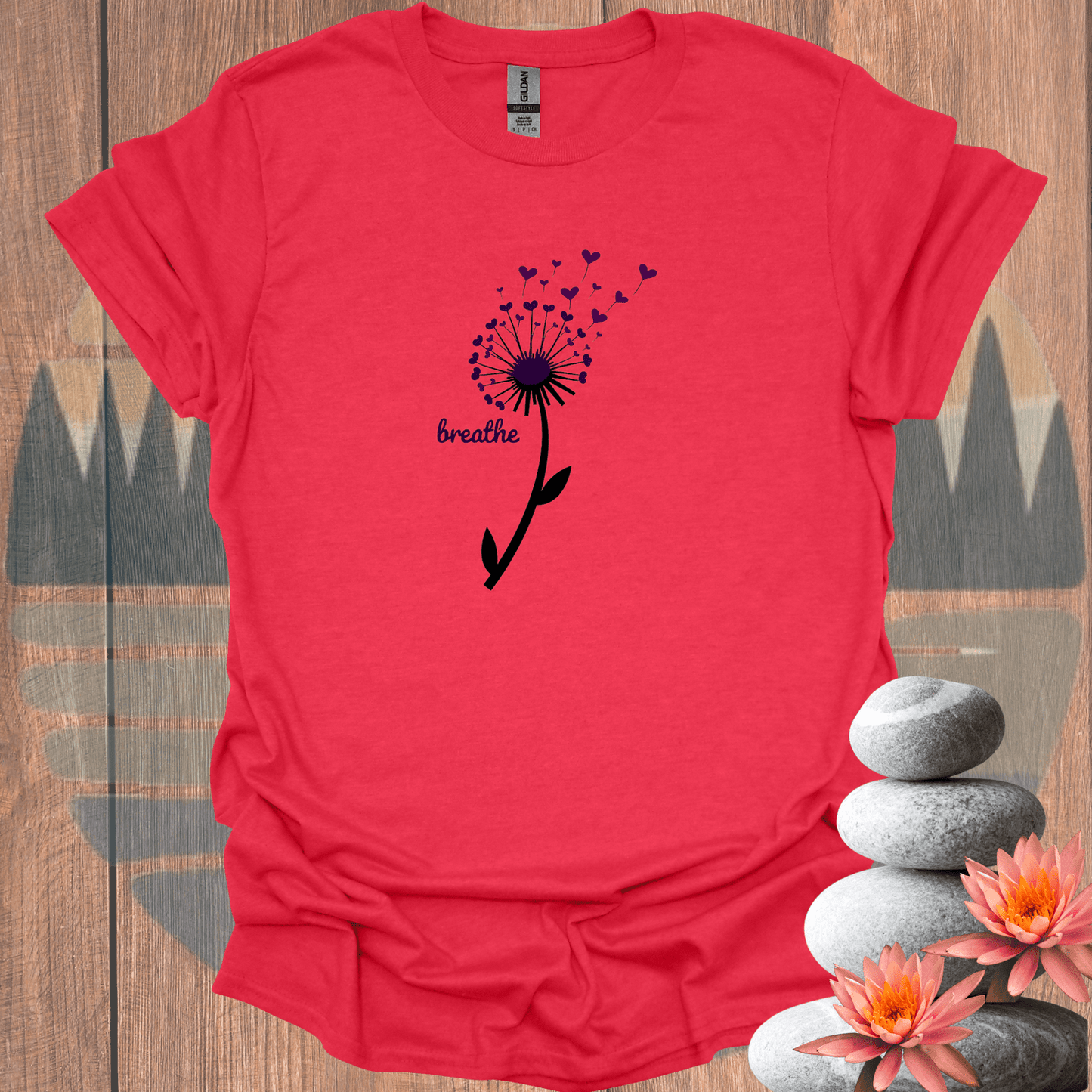 Printify T-Shirt Heather Red / S Breathe Blowing Petals T-Shirt Breathe Blowing Petals T-Shirt 18920921551361183770