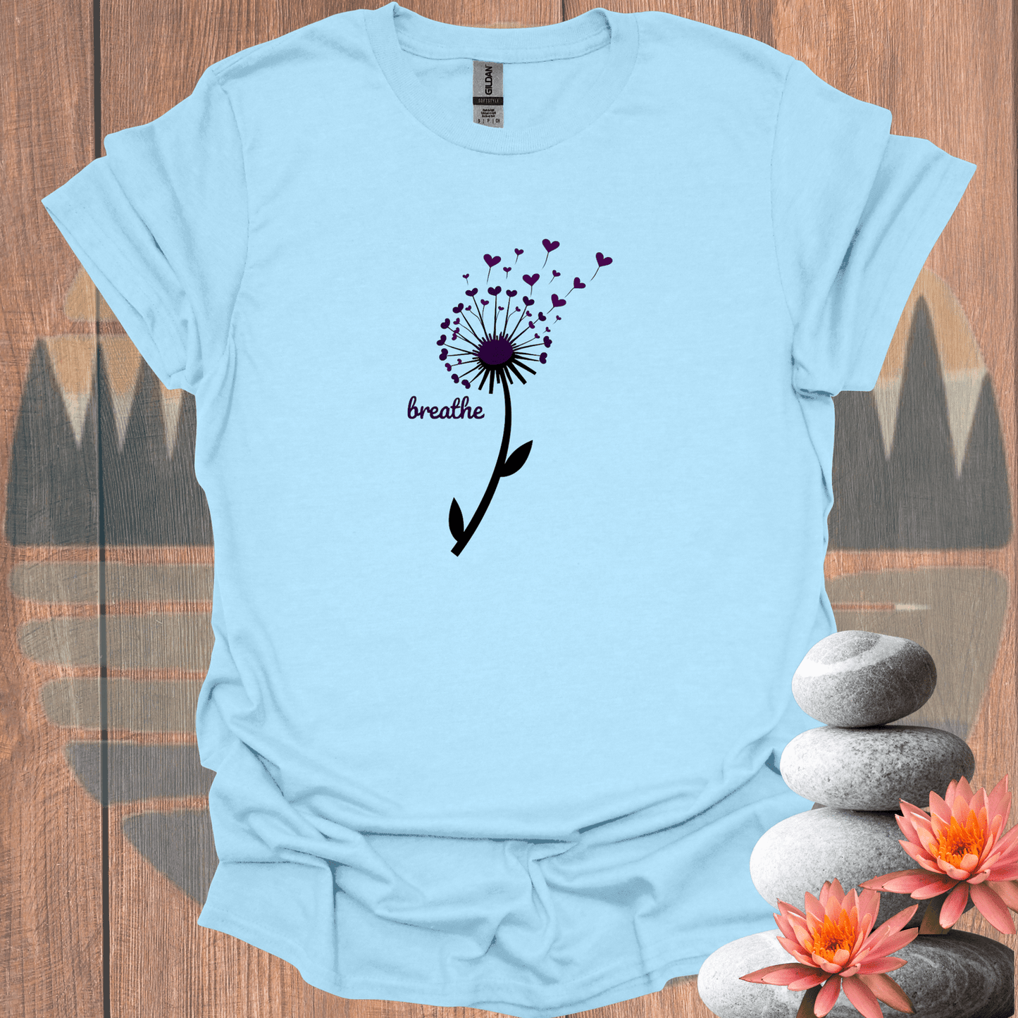 Printify T-Shirt Light Blue / S Breathe Blowing Petals T-Shirt Breathe Blowing Petals T-Shirt 17669049735705548625