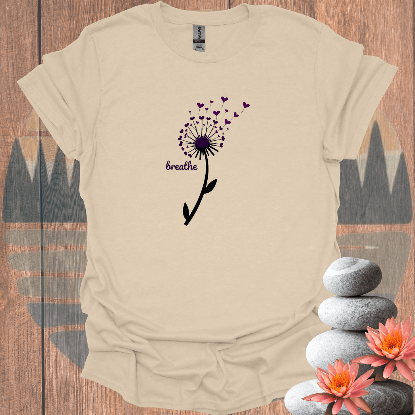 Printify T-Shirt Sand / S Breathe Blowing Petals T-Shirt Breathe Blowing Petals T-Shirt 18848414012179011955