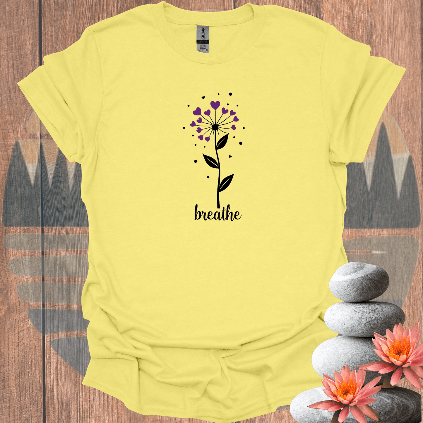 Printify T-Shirt Cornsilk / S Breathe Flower T-Shirt Breathe Flower T-Shirt 15392404006012051392