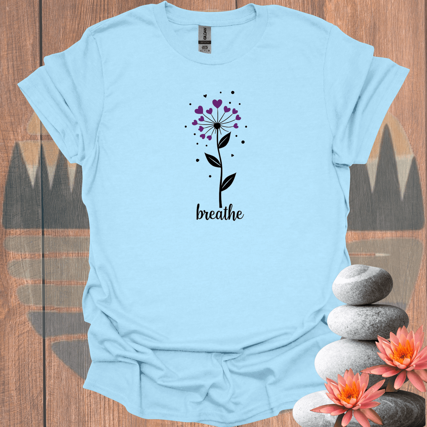 Printify T-Shirt Light Blue / S Breathe Flower T-Shirt Breathe Flower T-Shirt 16543478053388810597