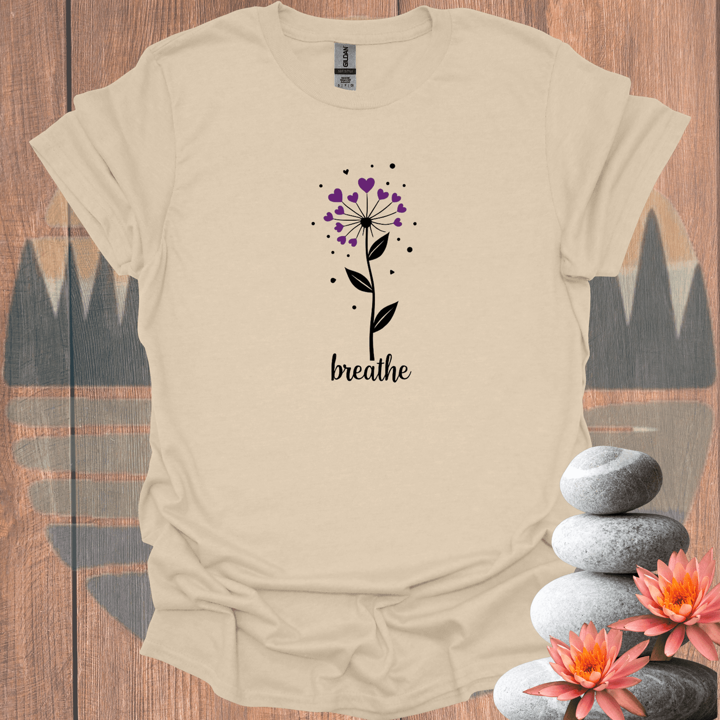 Printify T-Shirt Sand / S Breathe Flower T-Shirt Breathe Flower T-Shirt 80477884520472548837