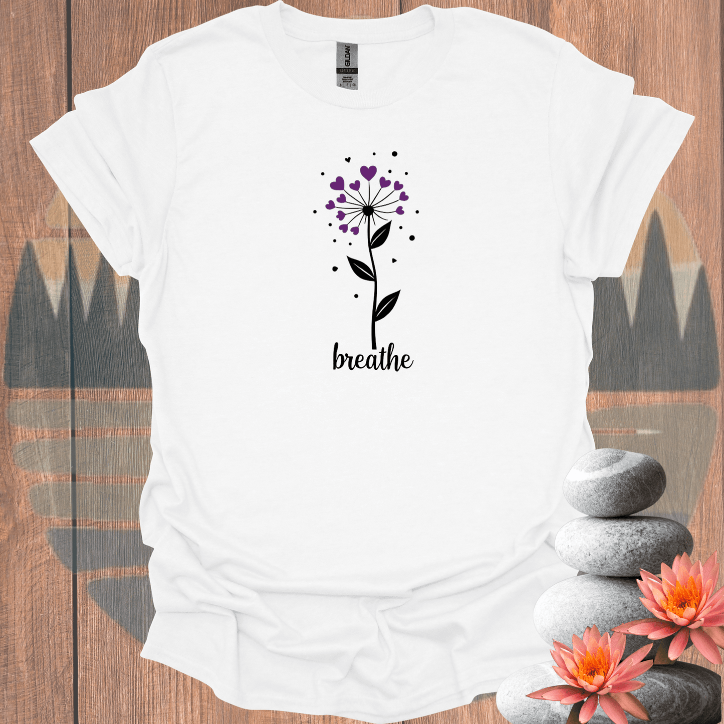 Printify T-Shirt White / S Breathe Flower T-Shirt Breathe Flower T-Shirt 15608864562846640833