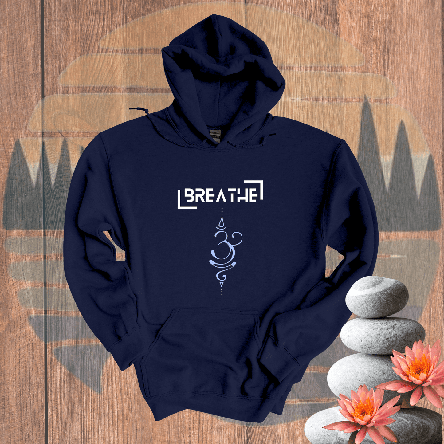 Printify Hoodie Navy / S Breathe Parentheses Hooded Sweatshirt Breathe Parentheses Hooded Sweatshirt 12196739569354162212