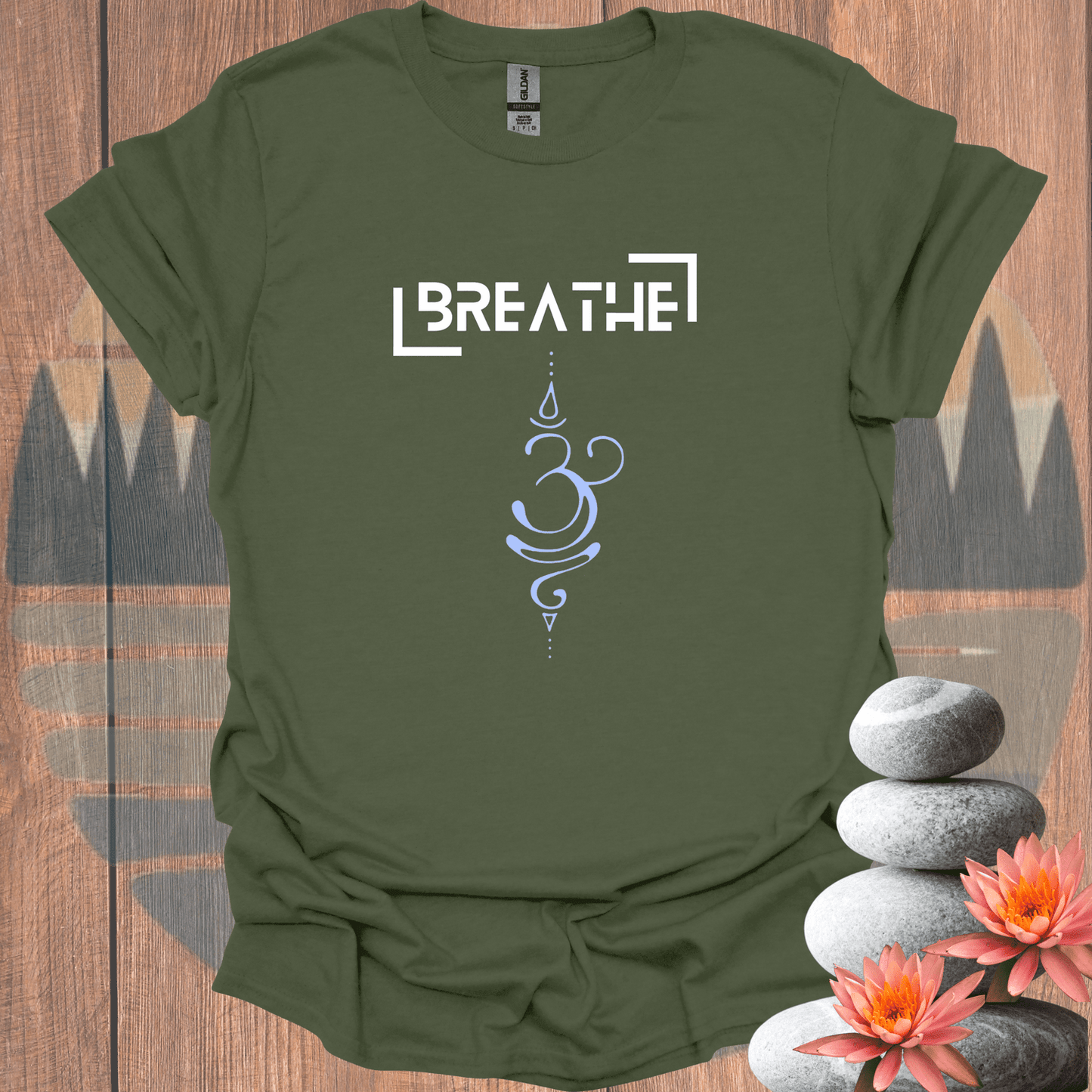 Printify T-Shirt Military Green / S Breathe parentheses T-Shirt Breathe parentheses T-Shirt 17158408193878407375