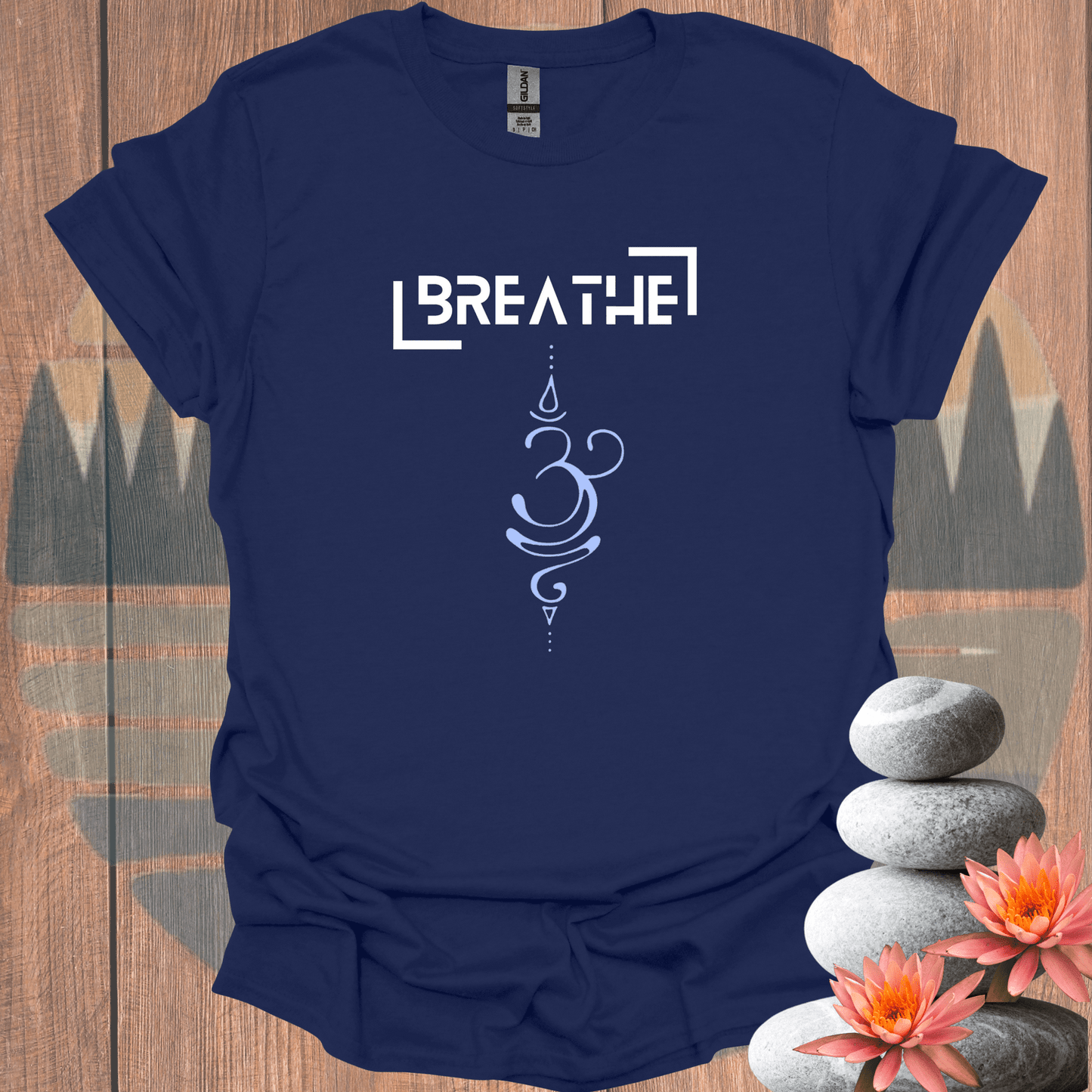 Printify T-Shirt Navy / S Breathe parentheses T-Shirt Breathe parentheses T-Shirt 60094463549719118438