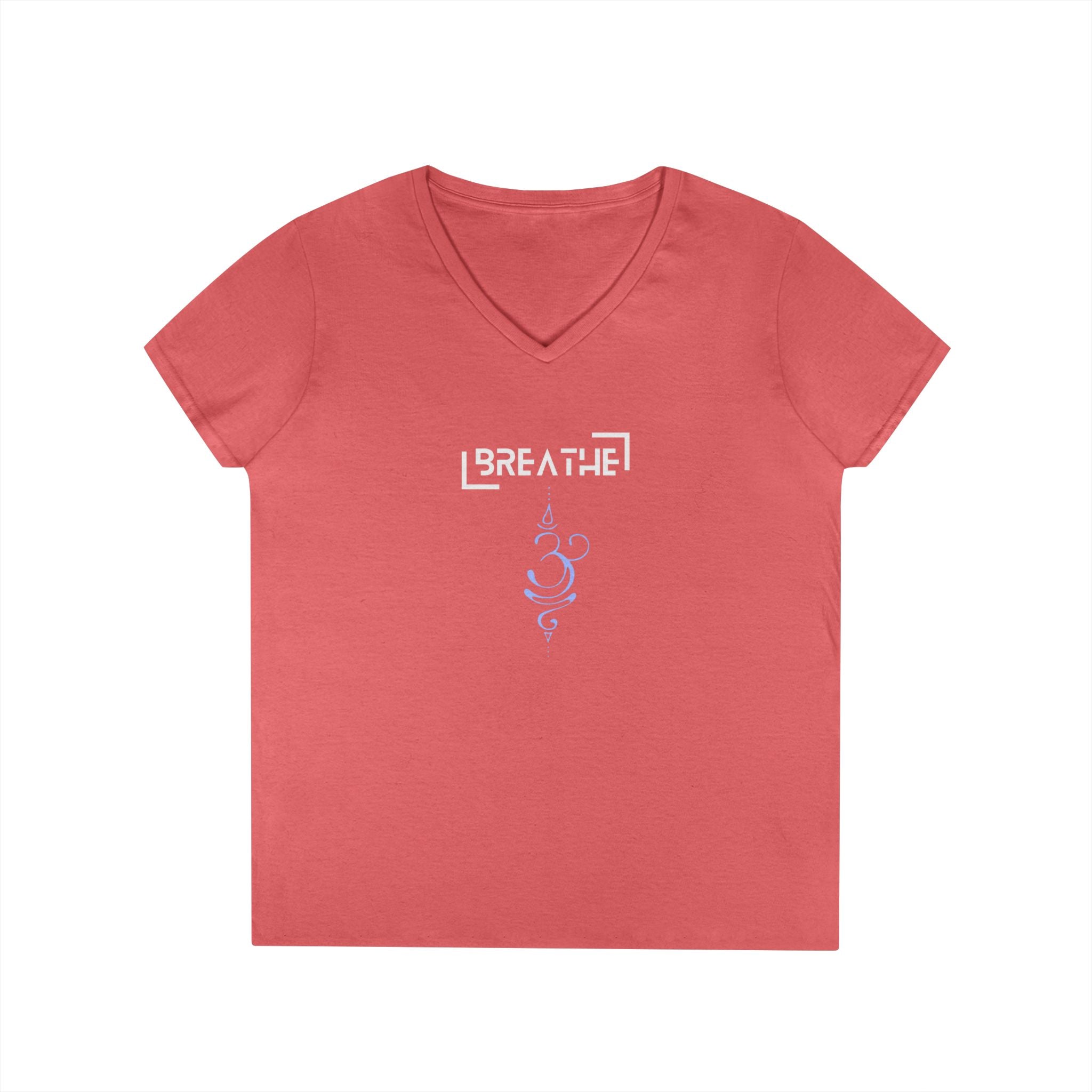 Printify V-neck S / Coral Silk Breathe Parentheses V-Neck Breathe Parentheses V-Neck 21468275347563725929