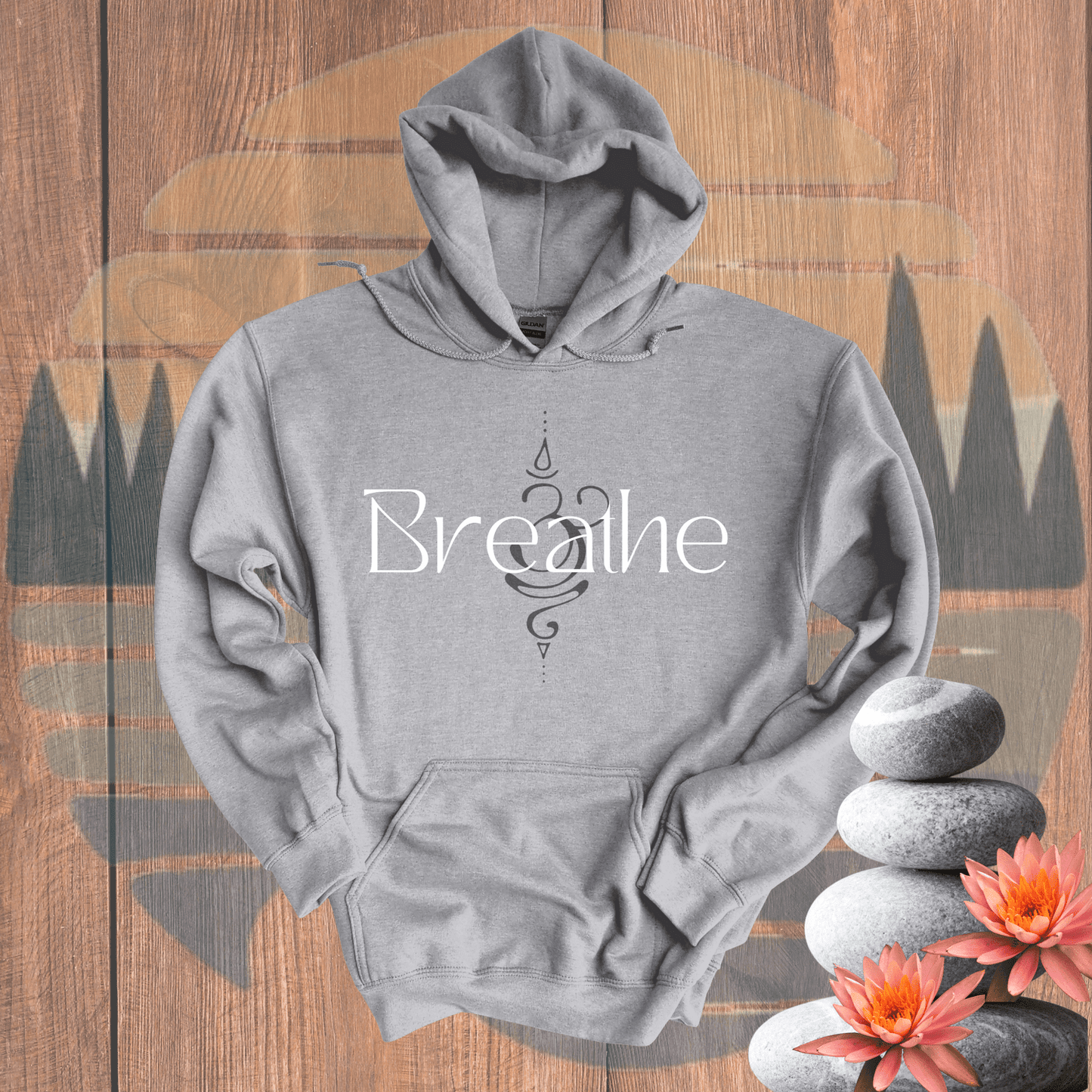 Printify Hoodie Sport Grey / S Breathe with Background Symbol Hooded Sweatshirt Breathe with Background Symbol Hooded Sweatshirt 25464328248599991881