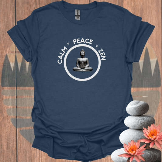 Printify T-Shirt Heather Navy / S Buddha Circle T-Shirt Buddha Circle T-Shirt 13925453960308448221