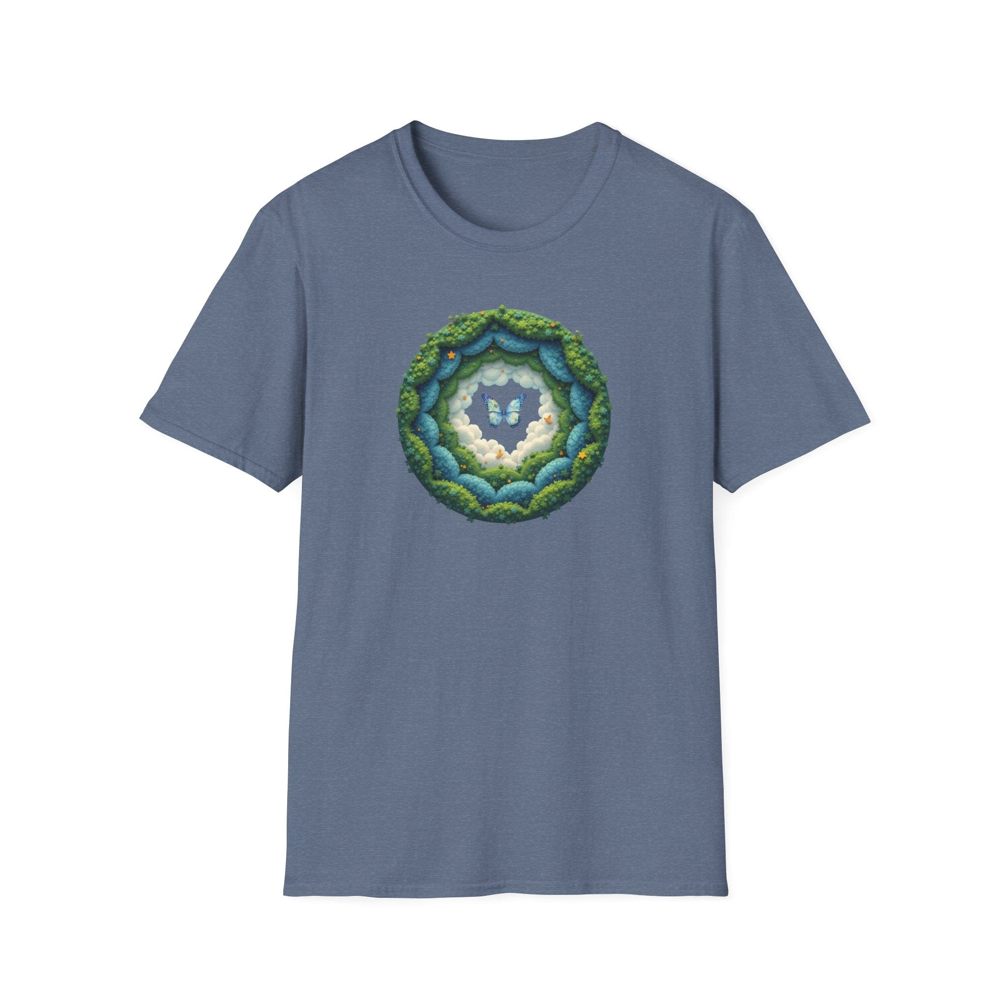 Printify T-Shirt Heather Indigo / S Butterfly Clouds Butterfly Clouds 25790847724859848956