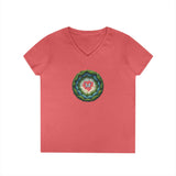 Printify V-neck S / Coral Silk Butterfly Clouds V-Neck T-Shirt Butterfly Clouds V-Neck T-Shirt 33728193222552108565