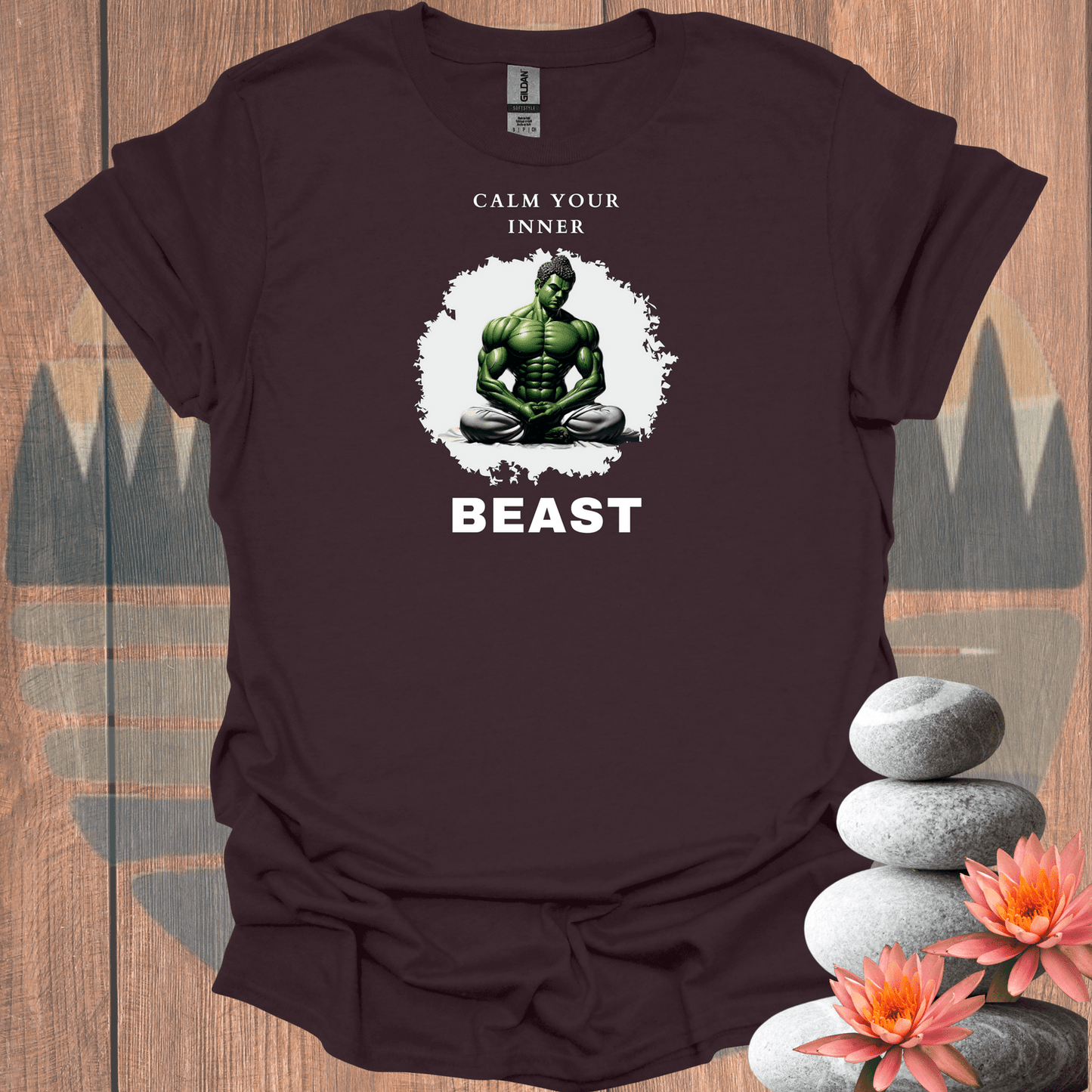 Printify T-Shirt Dark Chocolate / S Calm Your Inner Beast T-Shirt Calm Your Inner Beast T-Shirt 29498762225308292047