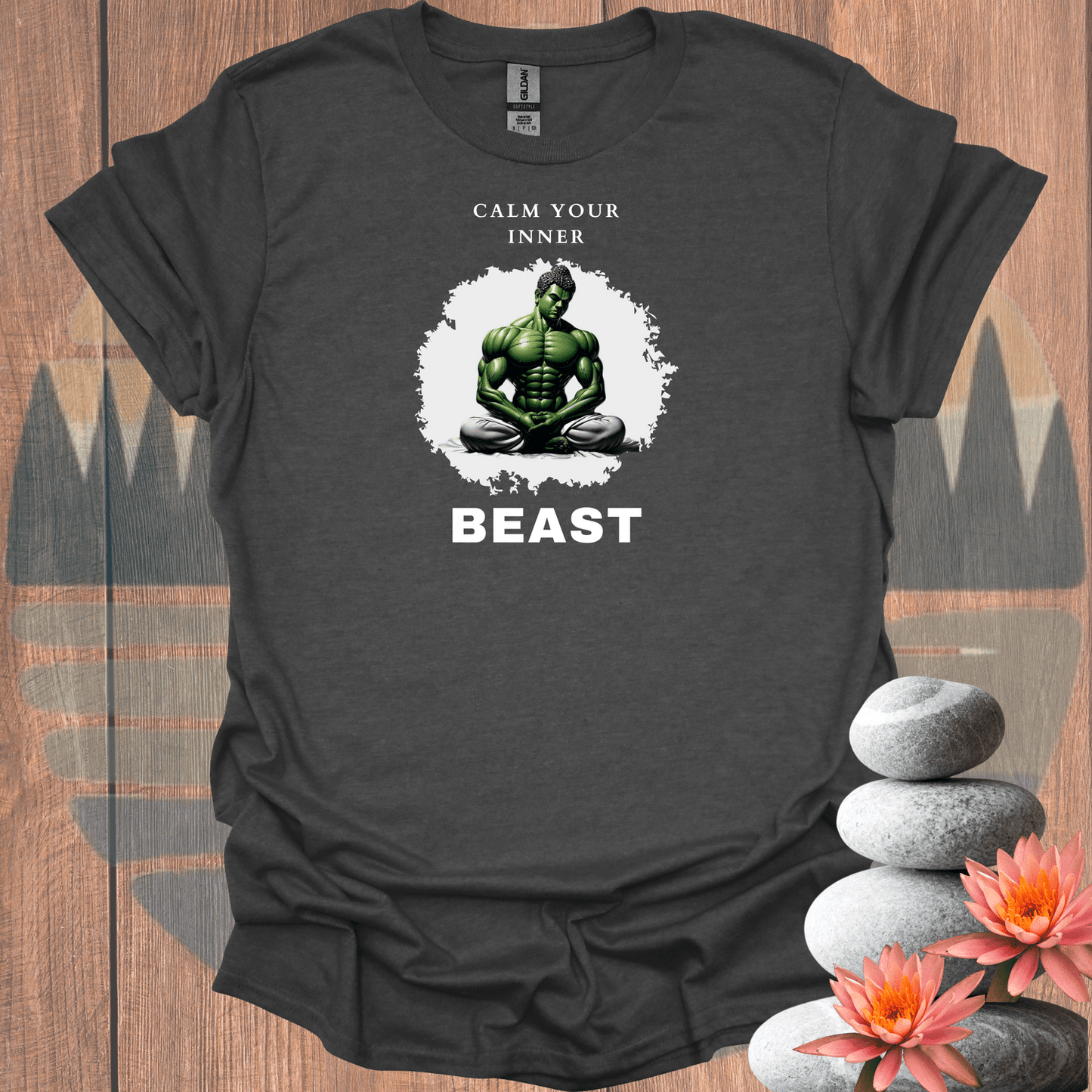 Printify T-Shirt Dark Heather / S Calm Your Inner Beast T-Shirt Calm Your Inner Beast T-Shirt 97004039887452483678