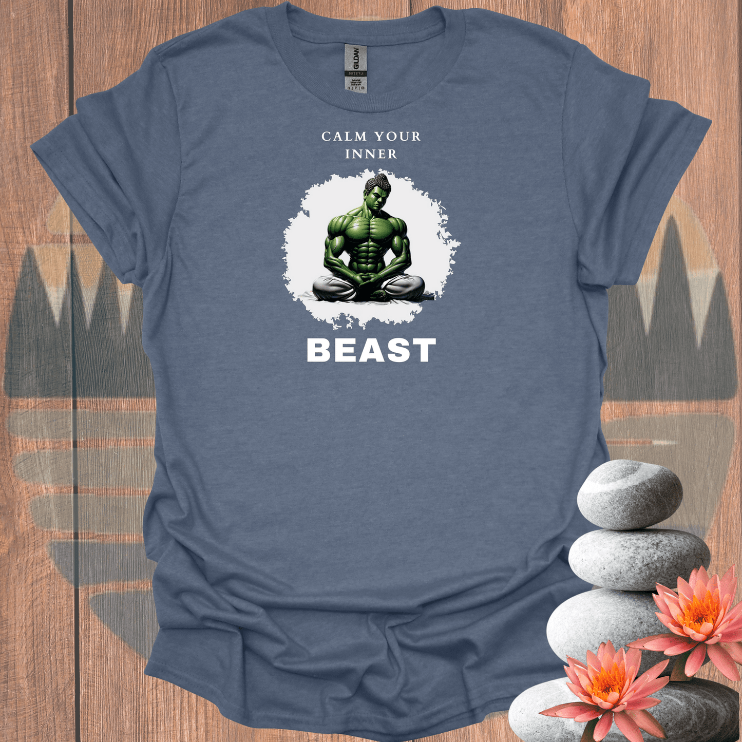 Printify T-Shirt Heather Indigo / S Calm Your Inner Beast T-Shirt Calm Your Inner Beast T-Shirt 26404969168166803344