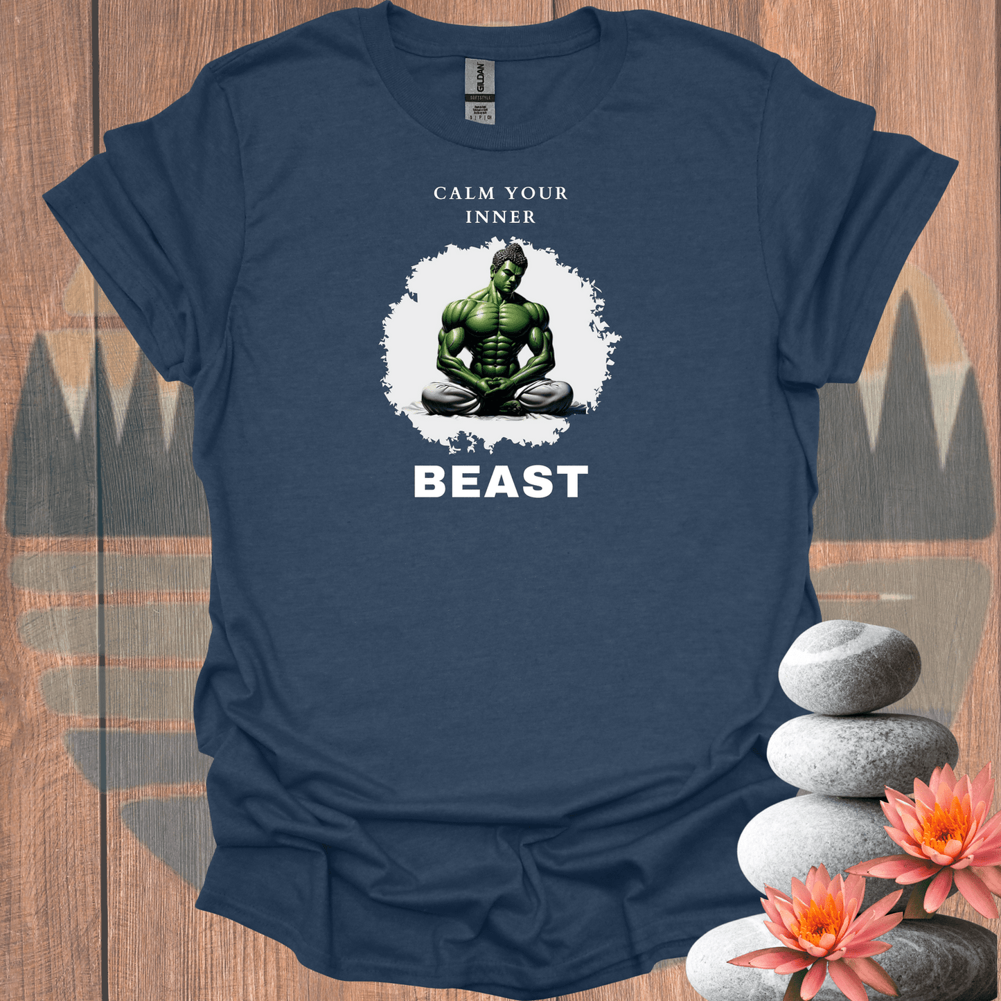 Printify T-Shirt Heather Navy / S Calm Your Inner Beast T-Shirt Calm Your Inner Beast T-Shirt 11088580404028907640