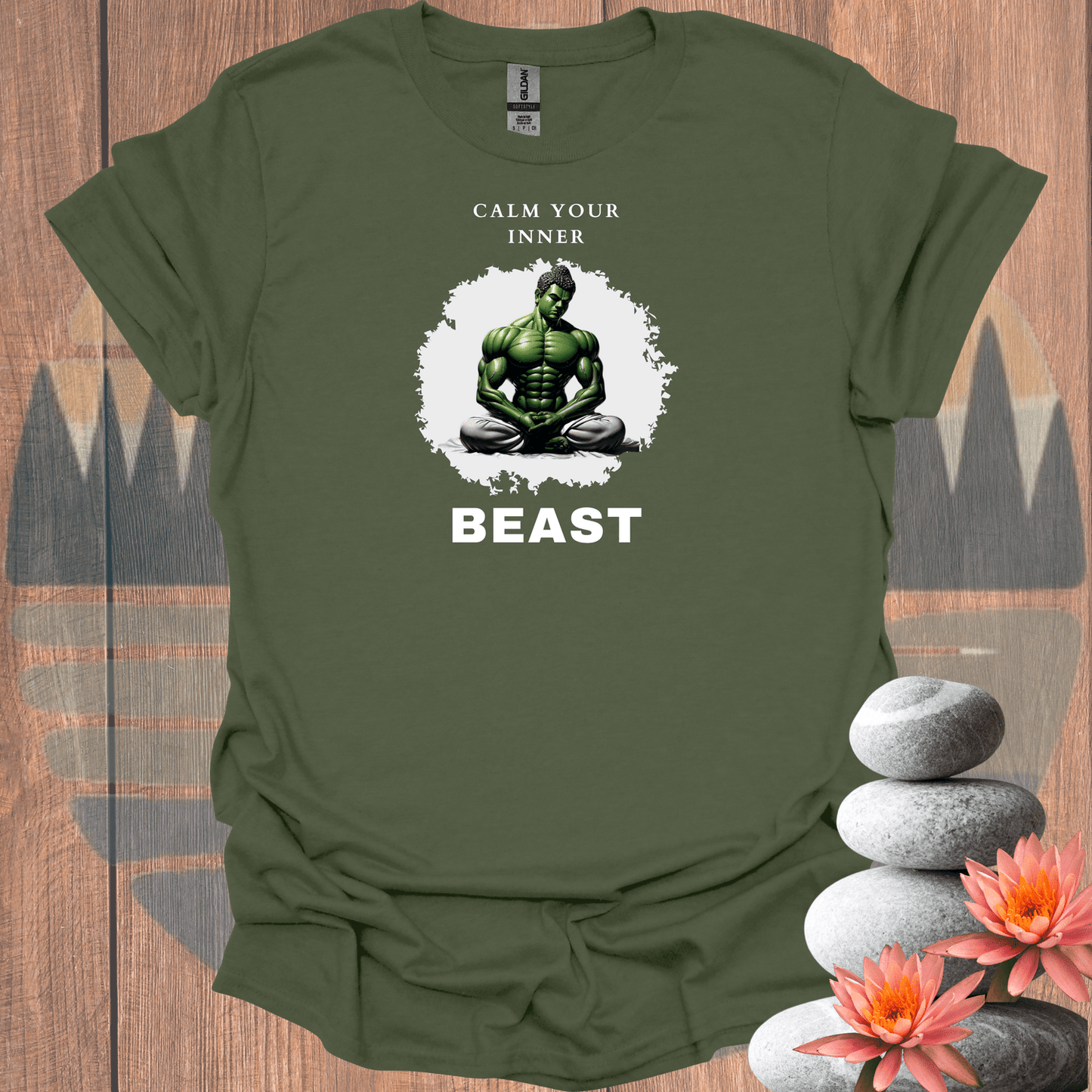 Printify T-Shirt Military Green / S Calm Your Inner Beast T-Shirt Calm Your Inner Beast T-Shirt 32360617647097985140