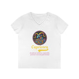Printify V-neck S / White Capricorn Ladies' V-Neck T-Shirt Capricorn Ladies' V-Neck T-Shirt 43587843394457405956