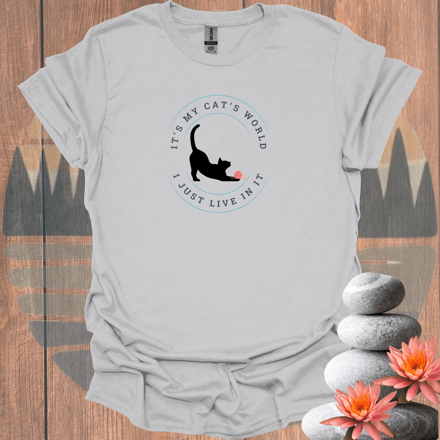 Printify T-Shirt Ice Grey / S Cat's World T-Shirt Cat's World T-Shirt 34139727607249691107