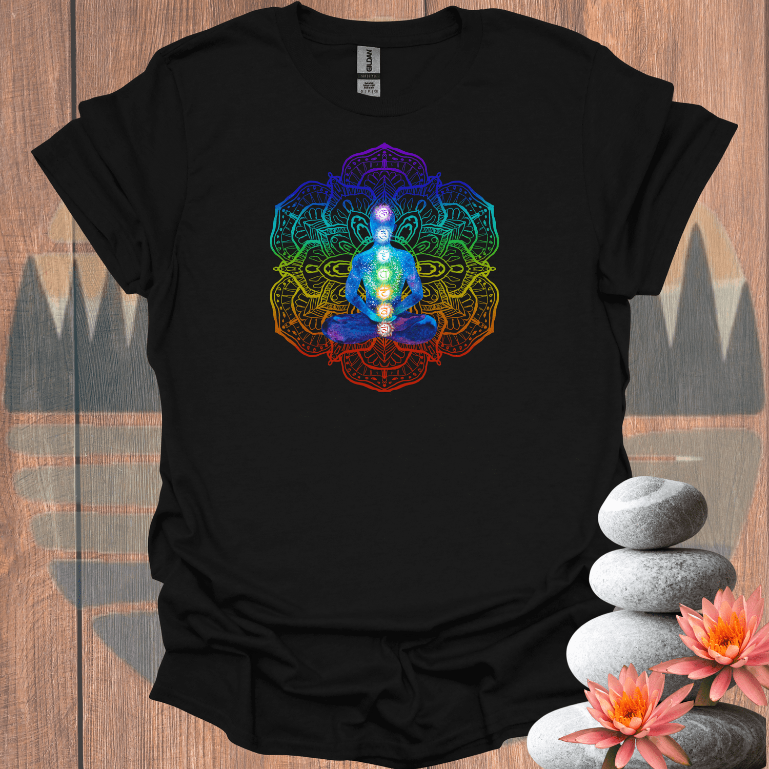 Printify T-Shirt Black / S Chakra Mandala T-Shirt Chakra Mandala T-Shirt 12794666631738517538