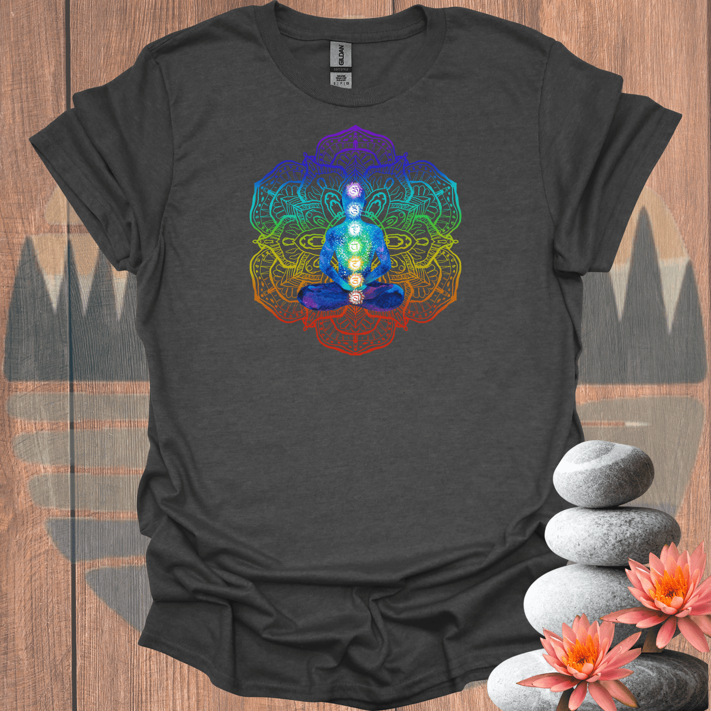 Printify T-Shirt Dark Heather / S Chakra Mandala T-Shirt Chakra Mandala T-Shirt 20467251724775397563