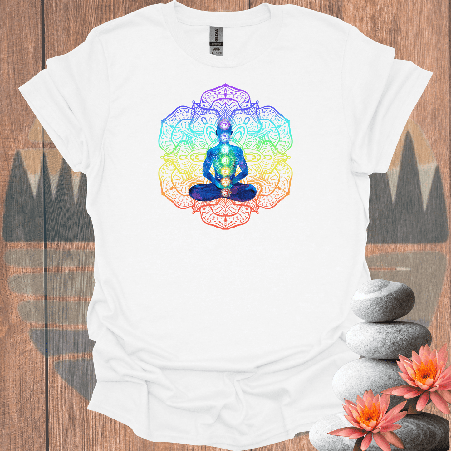 Printify T-Shirt White / S Chakra Mandala T-Shirt Chakra Mandala T-Shirt 28893155627211087778