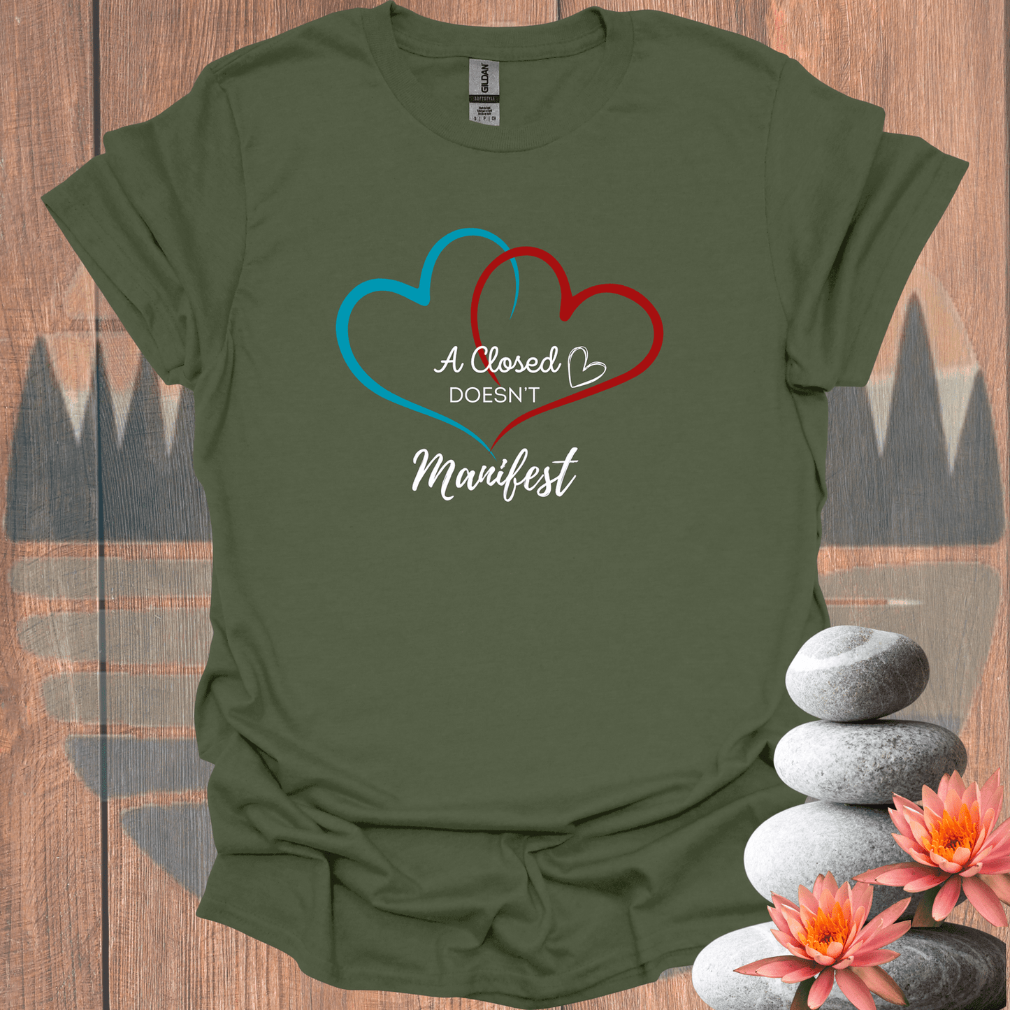 Printify T-Shirt Military Green / S Closed Heart T-Shirt Closed Heart T-Shirt 22606565273619189727