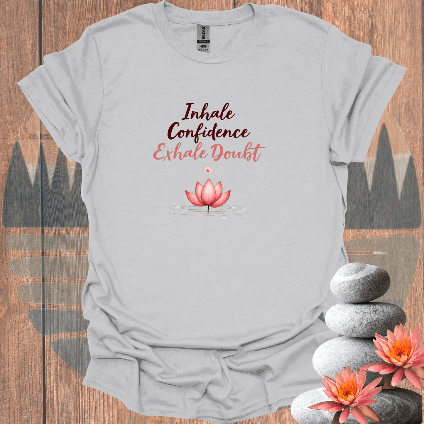 Printify T-Shirt Ice Grey / S Confident Lotus T-Shirt Confident Lotus T-Shirt 32906329171946814001