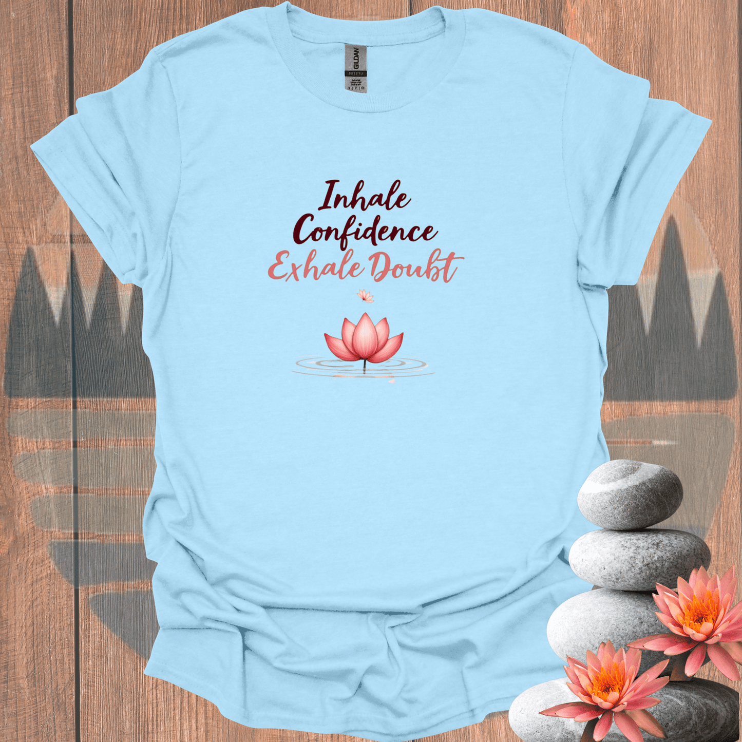 Printify T-Shirt Light Blue / S Confident Lotus T-Shirt Confident Lotus T-Shirt 17280282387418014845