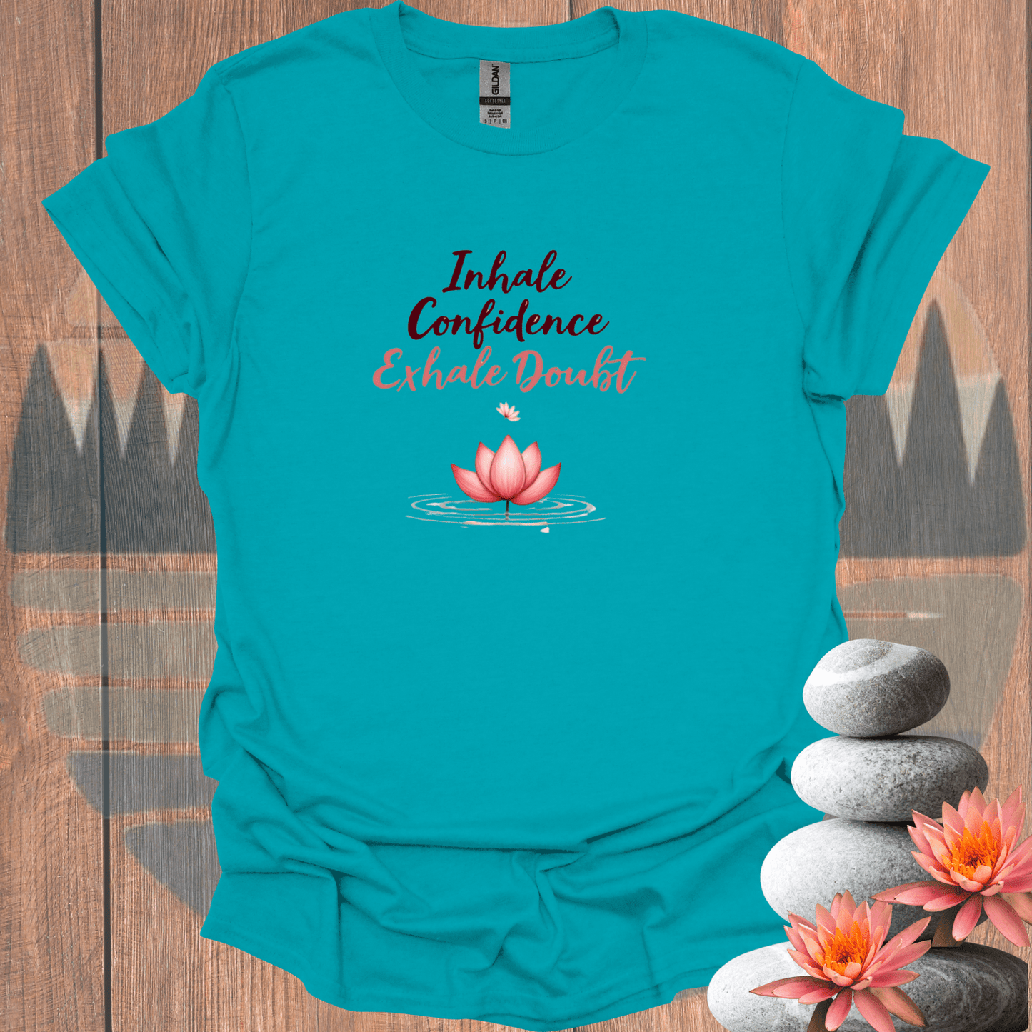 Printify T-Shirt Tropical Blue / S Confident Lotus T-Shirt Confident Lotus T-Shirt 33314437552167896409