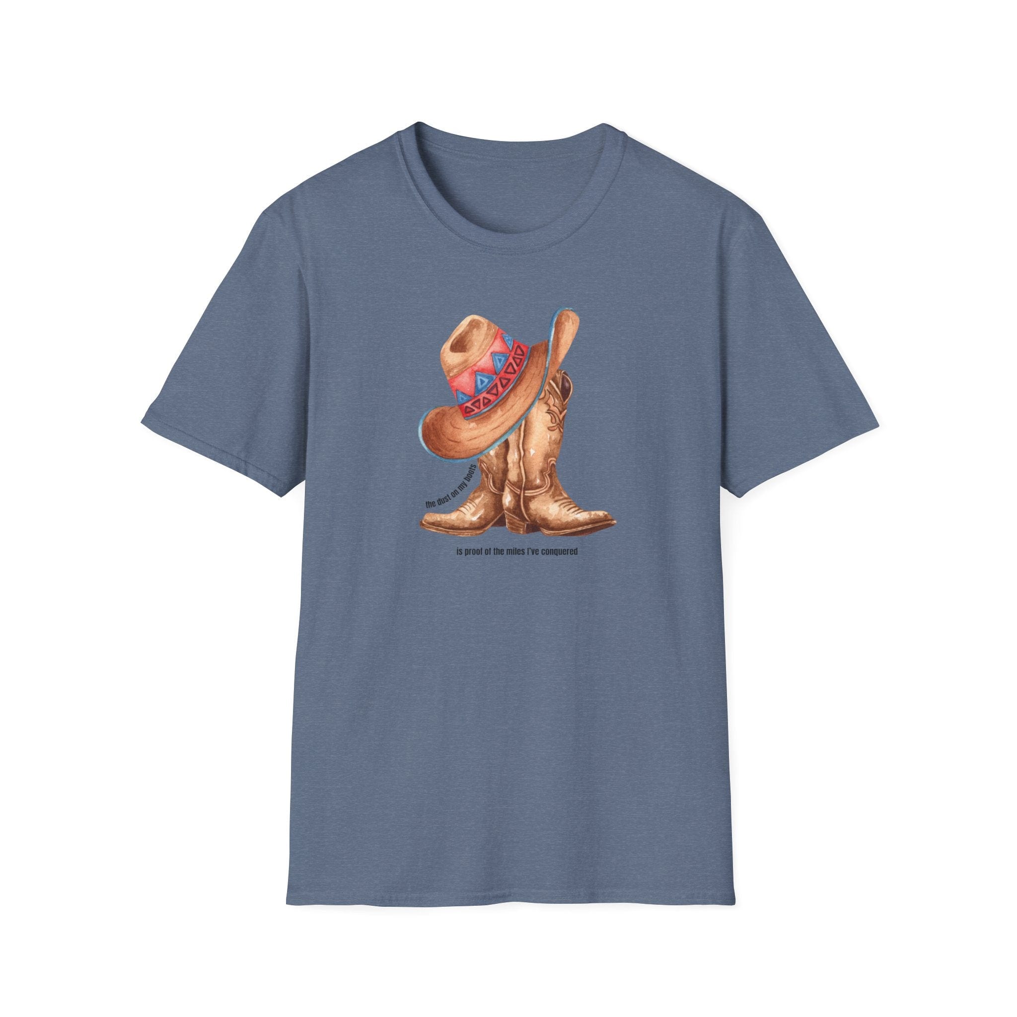 Printify T-Shirt Heather Indigo / S Cowgirl Boots T-Shirt Cowgirl Boots T-Shirt 21354555147870906718