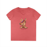 Printify V-neck S / Coral Silk Cowgirl Boots V-Neck T-Shirt Cowgirl Boots V-Neck T-Shirt 26458101044508606102
