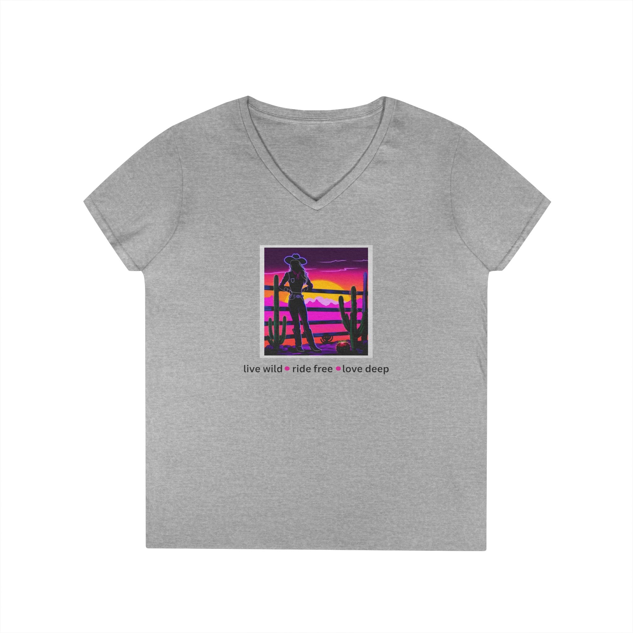 Printify V-neck S / Sport Grey Cowgirl Dreams V-Neck T-Shirt Cowgirl Dreams V-Neck T-Shirt 13564466986217158455