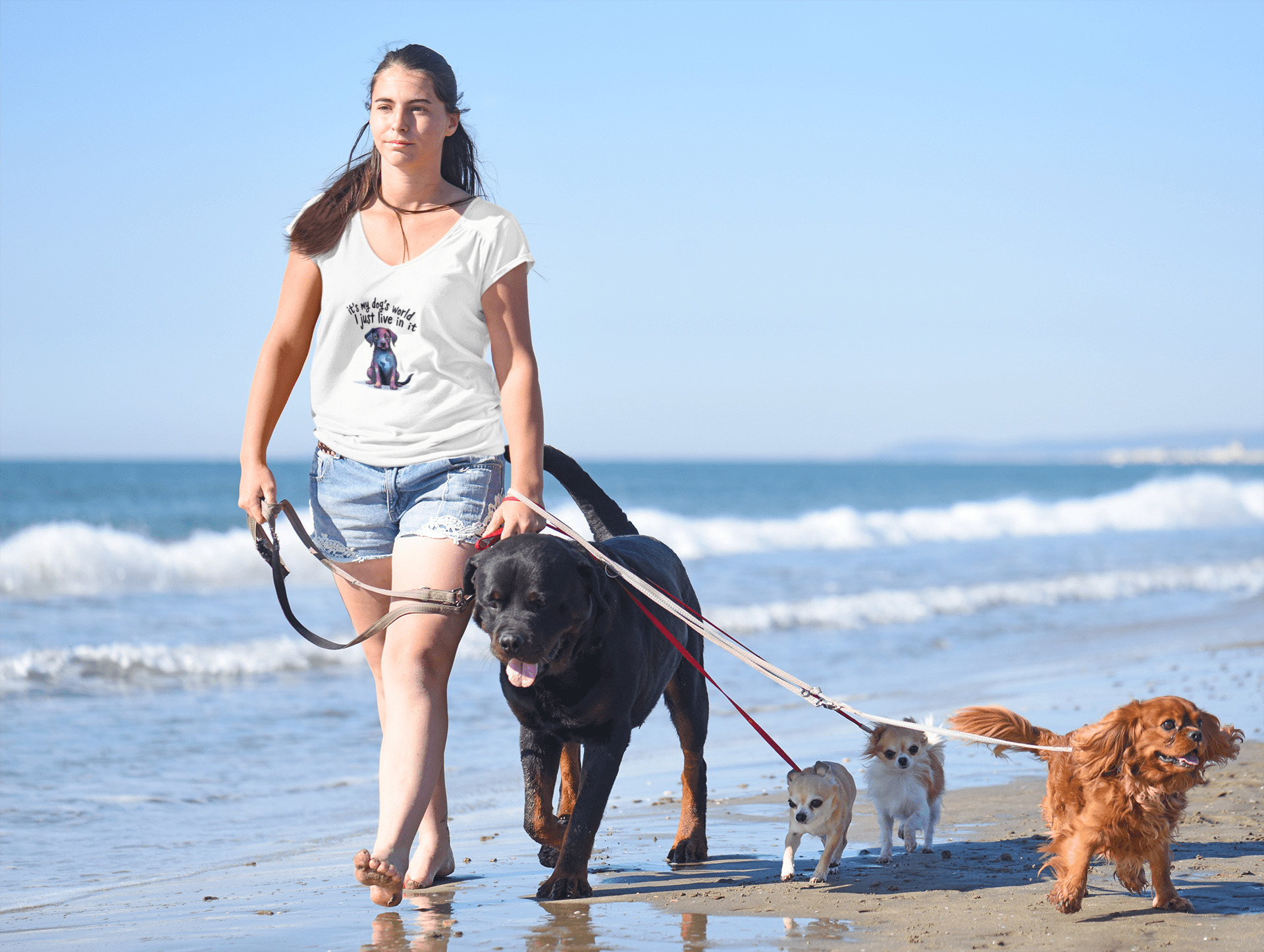 Printify V-neck Dog's World V-Neck Dog's World V-Neck