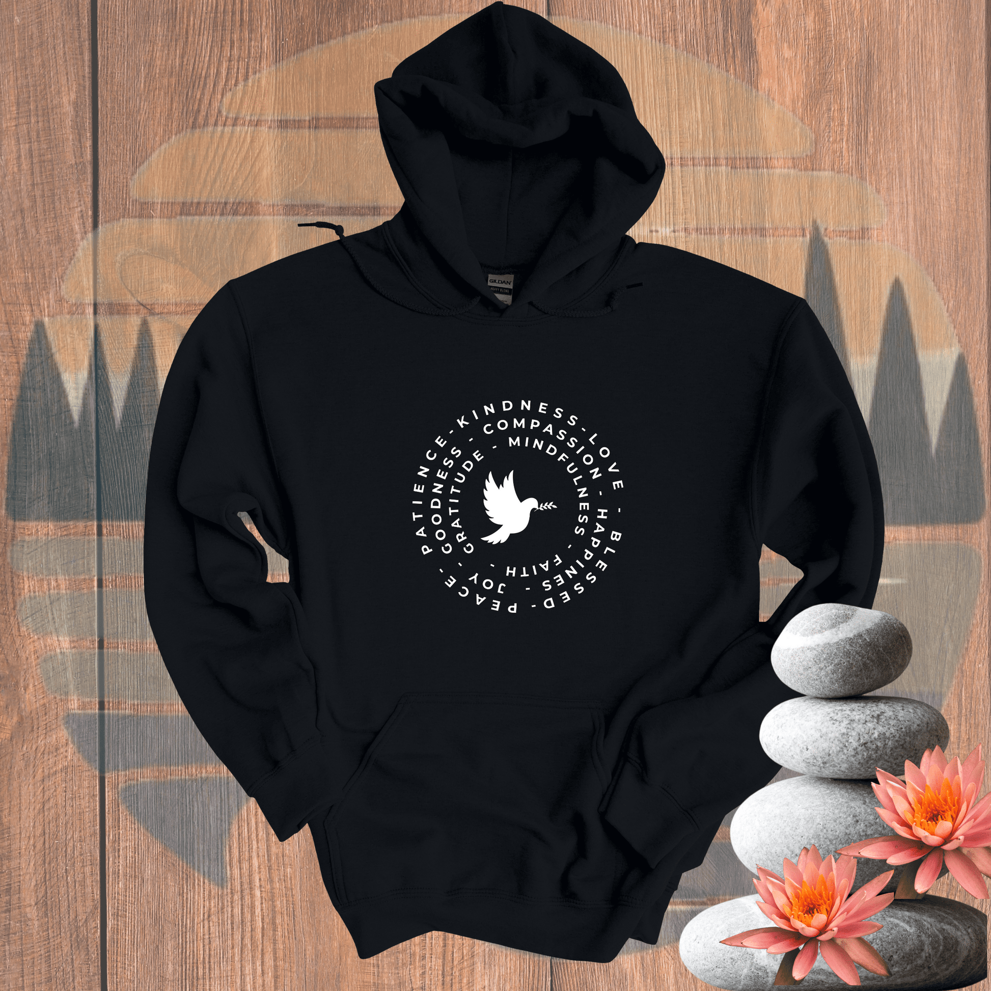 Printify Hoodie Black / S Dove Hooded Sweatshirt Dove Hooded Sweatshirt 74447509419699447483