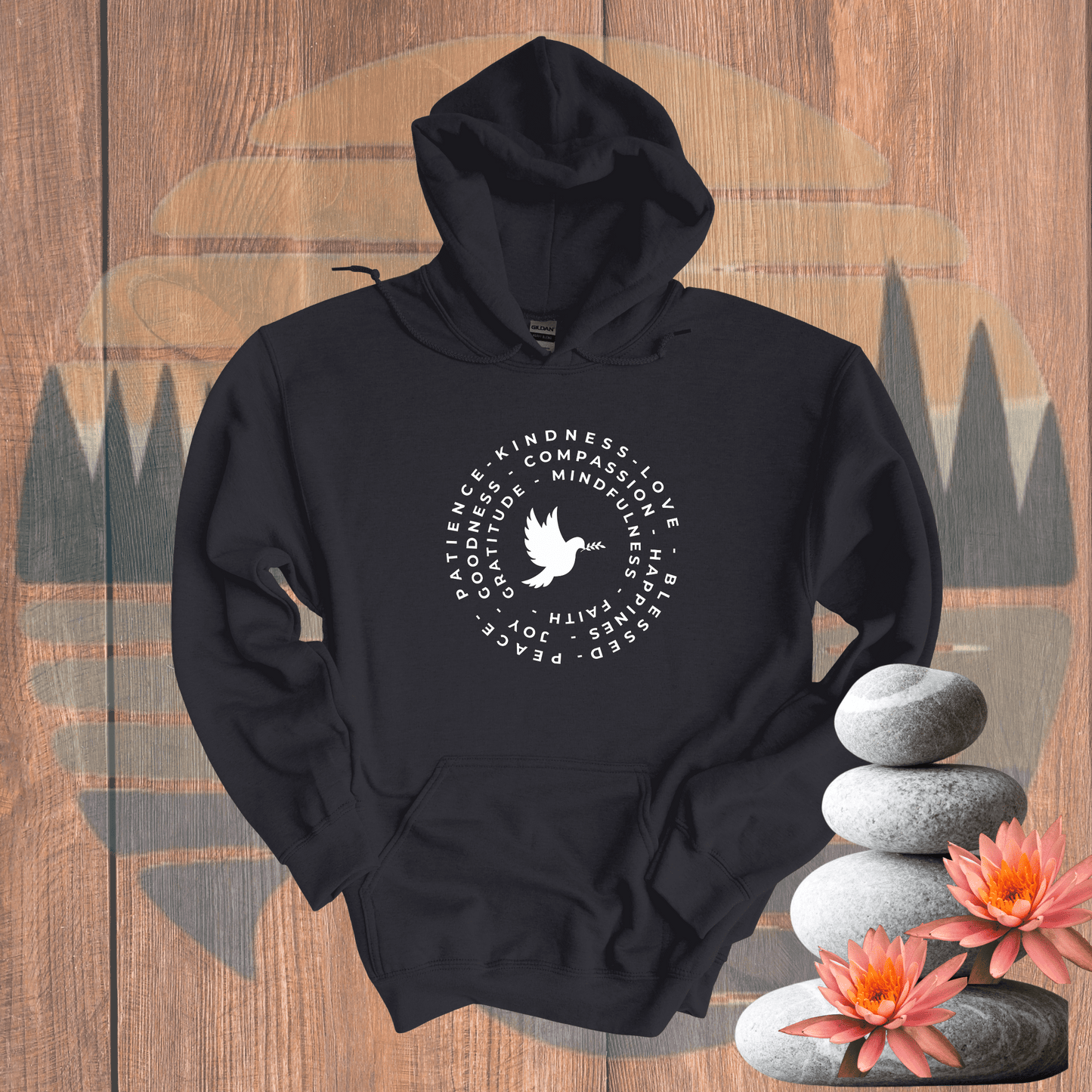 Printify Hoodie Charcoal / S Dove Hooded Sweatshirt Dove Hooded Sweatshirt 23496345162821223947