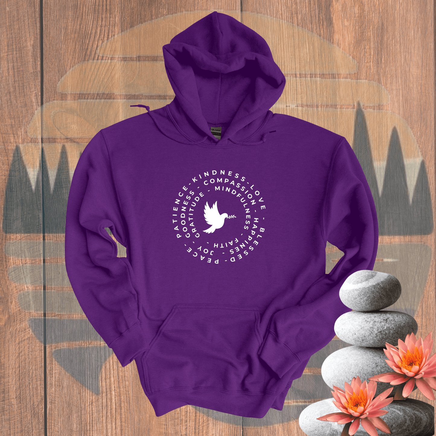 Printify Hoodie Purple / S Dove Hooded Sweatshirt Dove Hooded Sweatshirt 14423189497964568437